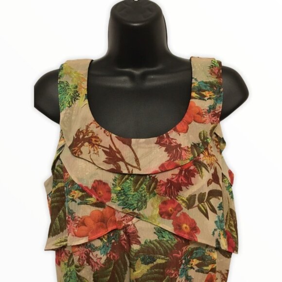 Daniel rainn Floral Ruffle Peplum Tank Top Size Small - Picture 5 of 8